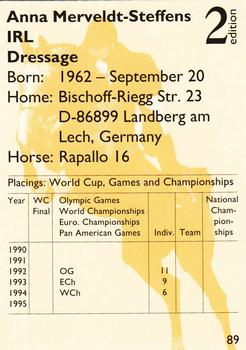 1995 Collect-A-Card Equestrian #89 Anna Merveldt-Steffens / Rapallo 16 Back